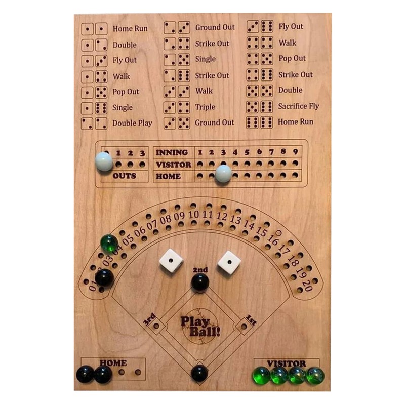 Baseball Dice Chessboard Game For Kids & Adults Family Wooden Table Games Gifts