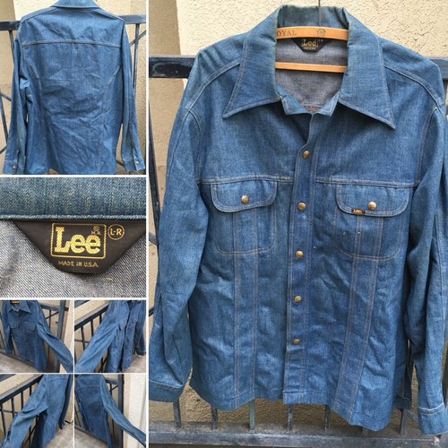 Vintage Lee Jeans Denim Shirt Jacket Made In USA Size L R Lee 70s