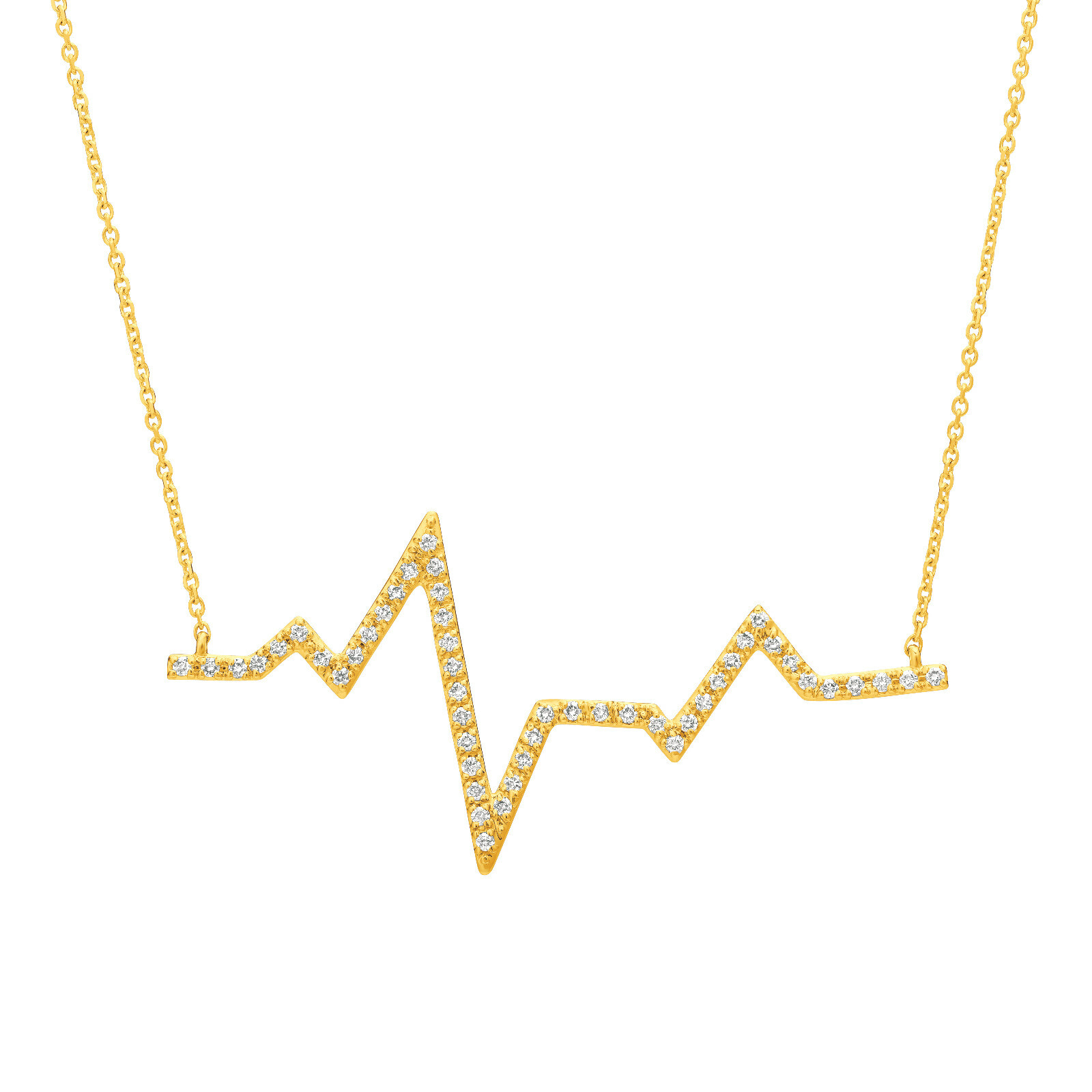 Pre-owned Morris 0.50 Carat Natural Diamond Heart Beat Necklace Pendant 14k White Gold 18'' Chain