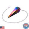 Titanium Aura Quartz Crystal Pendulum for Divination - Certified Dowsing Crystals and Healing Stones for Chakra Balancing and Meditation - Enhance Reiki Spiritual Growth with Healing Crystals Stones