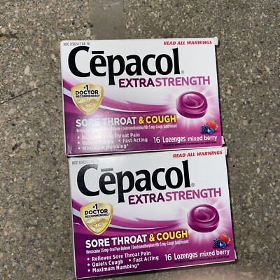 (2)Cepacol Extra Strength Sore Throat Cough Lozenges Mixed Berry 6/25