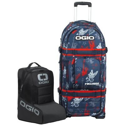 OGIO RIG 9800 PRO We Trust Luggage Wheeled Gear Bag USA MX W/ Boot Bag 2in1