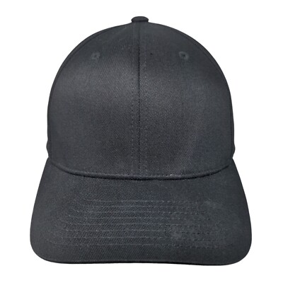 Yupoong Fitted Hat Black L/XL Flexfit Lightweight Vented Holes 6 Panel Blank