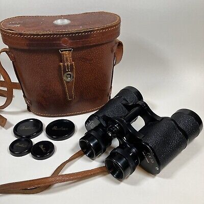 Binolux 7X35 Vintage Binoculars w/ Leather Case & Compass See Description & Pics