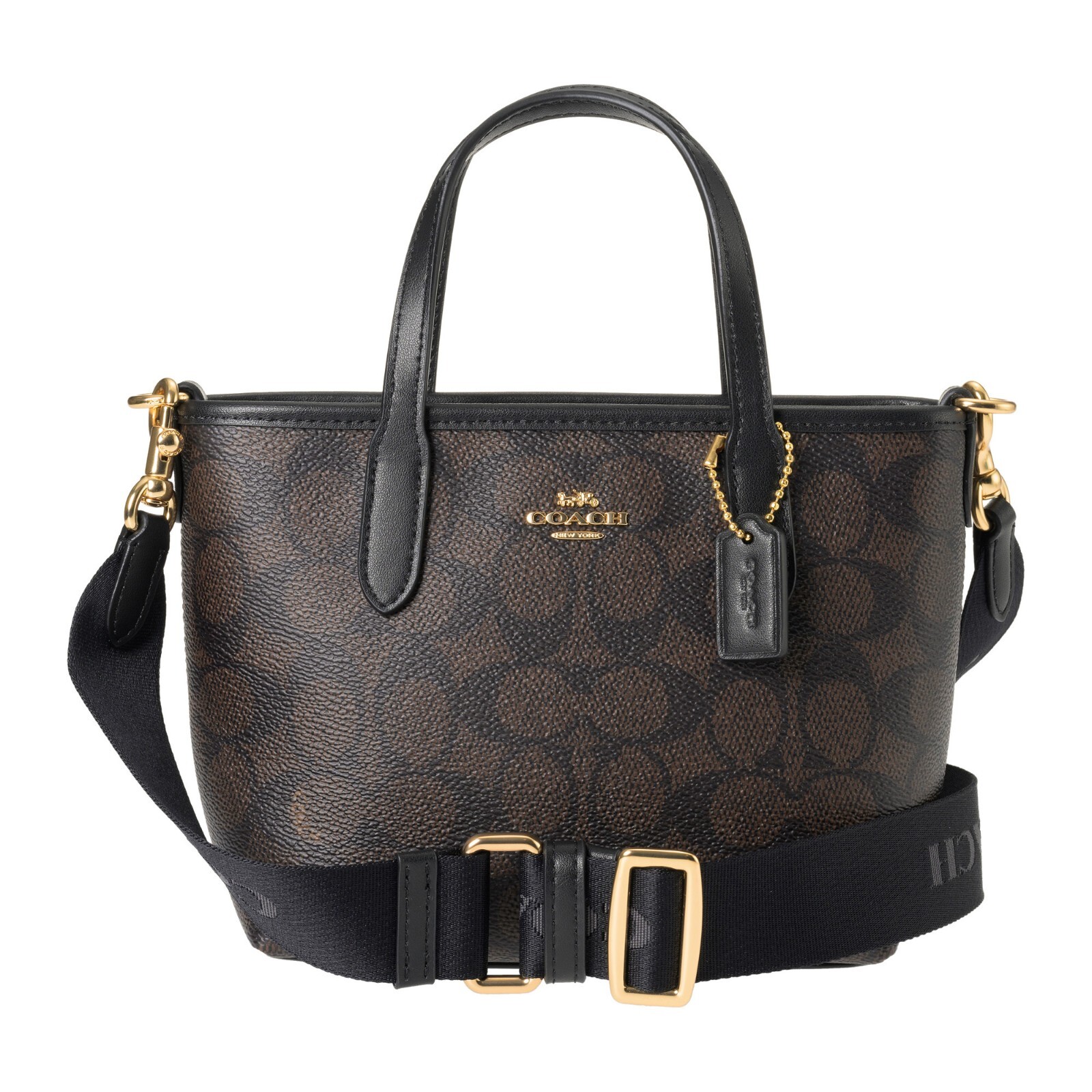 Coach Mini City Bag Black レザー 7105 COACH Mini Leather City Zip Tote Purse - Black - Womens
