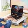 Besign LT08 Laptop Stand, Portable Lap Desk with Pillow Cushion, Fits up to 14 inch Laptop, with Anti-Slip Strip for Desk, Sofa and Bed, White and Gray