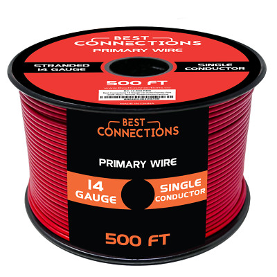 14 Gauge Car Audio Primary Wire (500ft Red)  Remote, Power/Ground Electrical