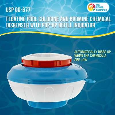 U.S. Pool Supply Floating Pool Chemical Dispenser Pop-Up Indicator 3" 4" Tablets