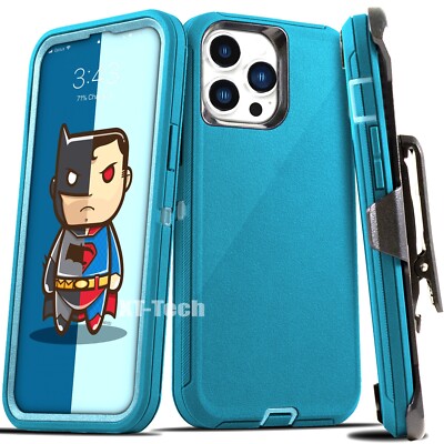 For iPhone 15 14 13 12 Plus 11 Pro Max Shockproof Heavy Duty Case + Belt Clip