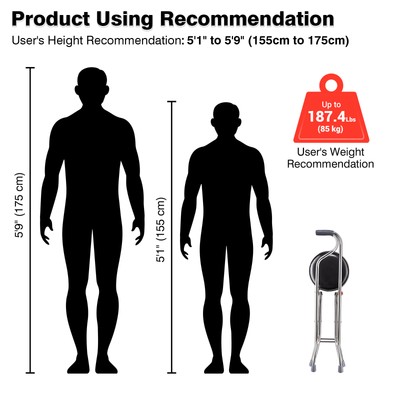 Yescom Medical Folding Walking Stick with Seat Portable Travel Cane Hiking Chair