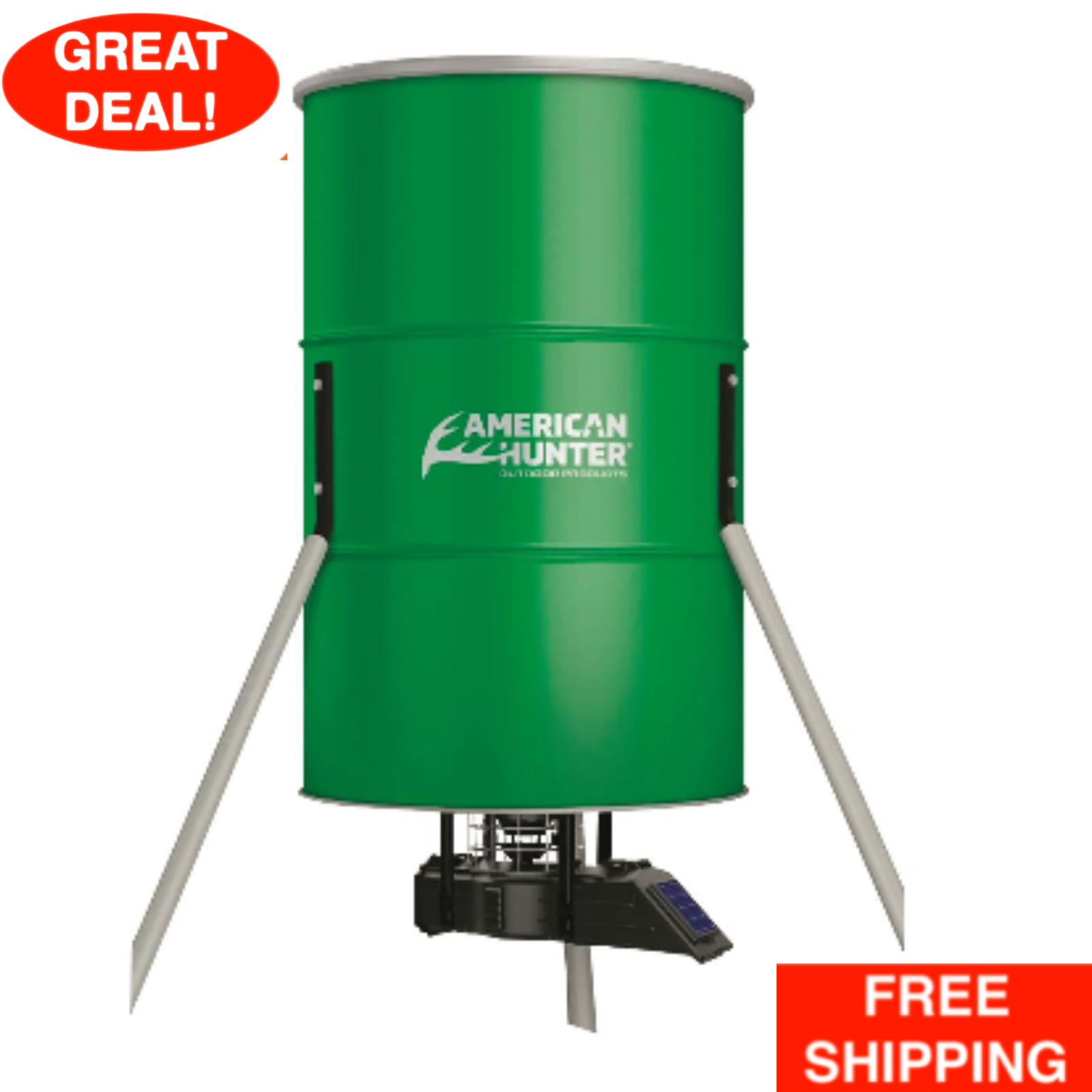 350-Lb. Tripod Feeder W/ Sunslinger Spinner Kit Food Deer Game Hunting Outdoors