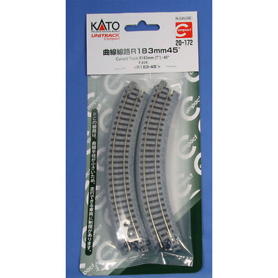Kato USA Inc. N 183mm 7'' Radius Curve 45-Degree 4 KAT20172 N Track