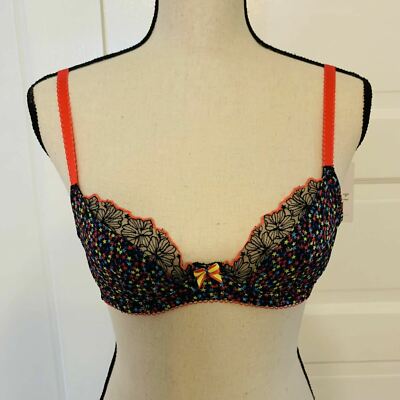Cleo By Panache Izzy Bra 30B EU 65B Half Shells Underwire Star Print Tulle
