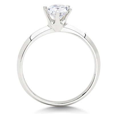 Pre-owned White Star Jewels 14k Solid White Gold Cz Cubic Zirconia Solitaire Engagement Promise Ring In White/colorless