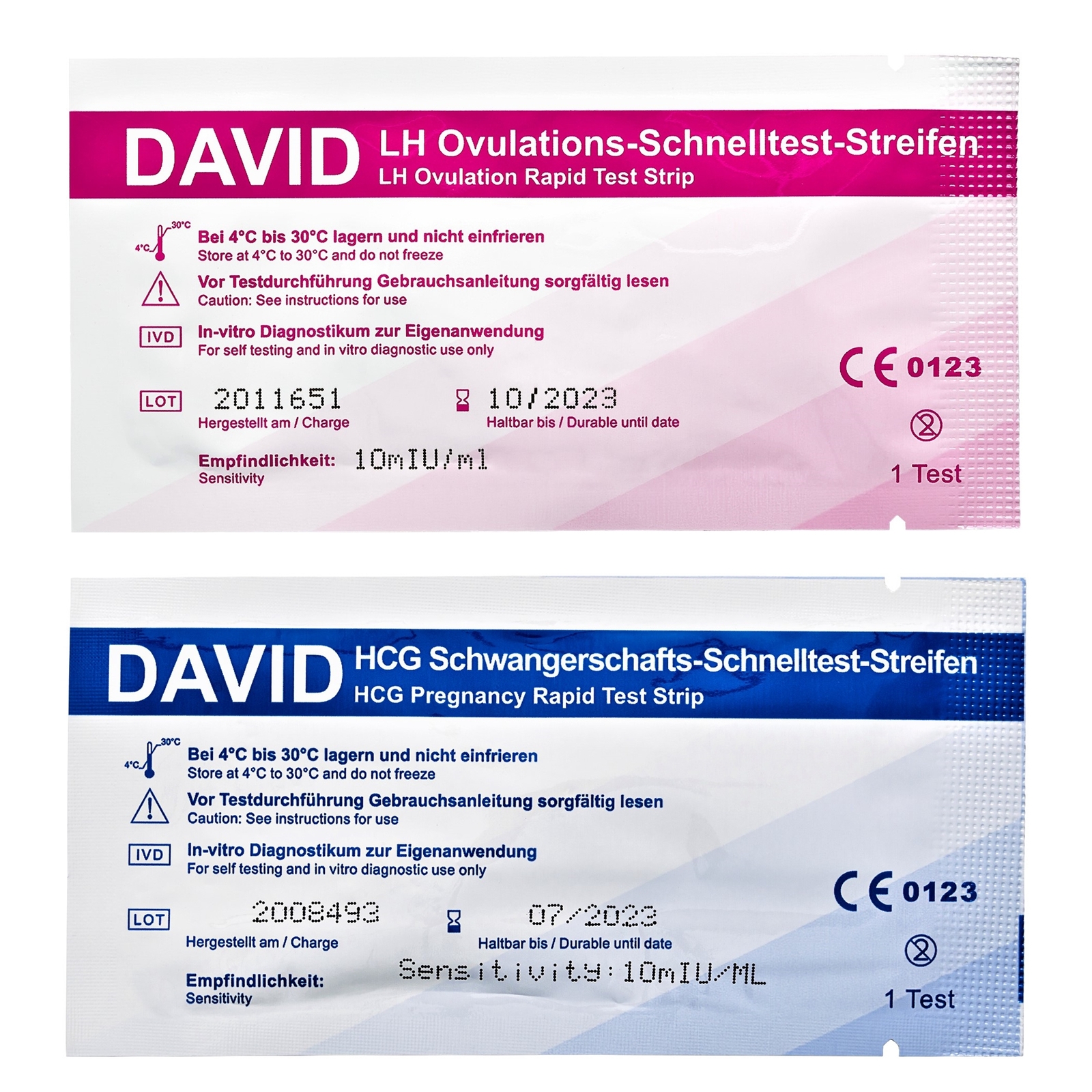 50 David Ovulationstest nach Wahl + 10 Schwangerschaftstest - Streifen