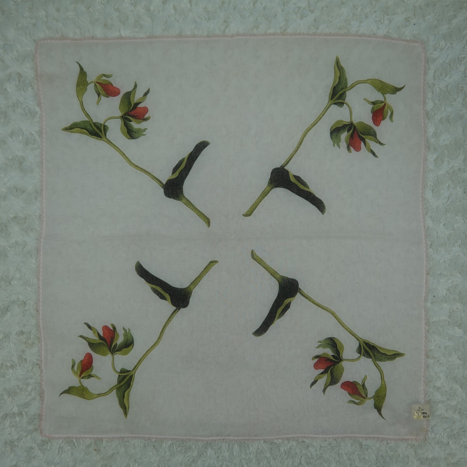 N919 VIVIENNE WESTWOOD Pink Flower Cotton Scarf Scarves