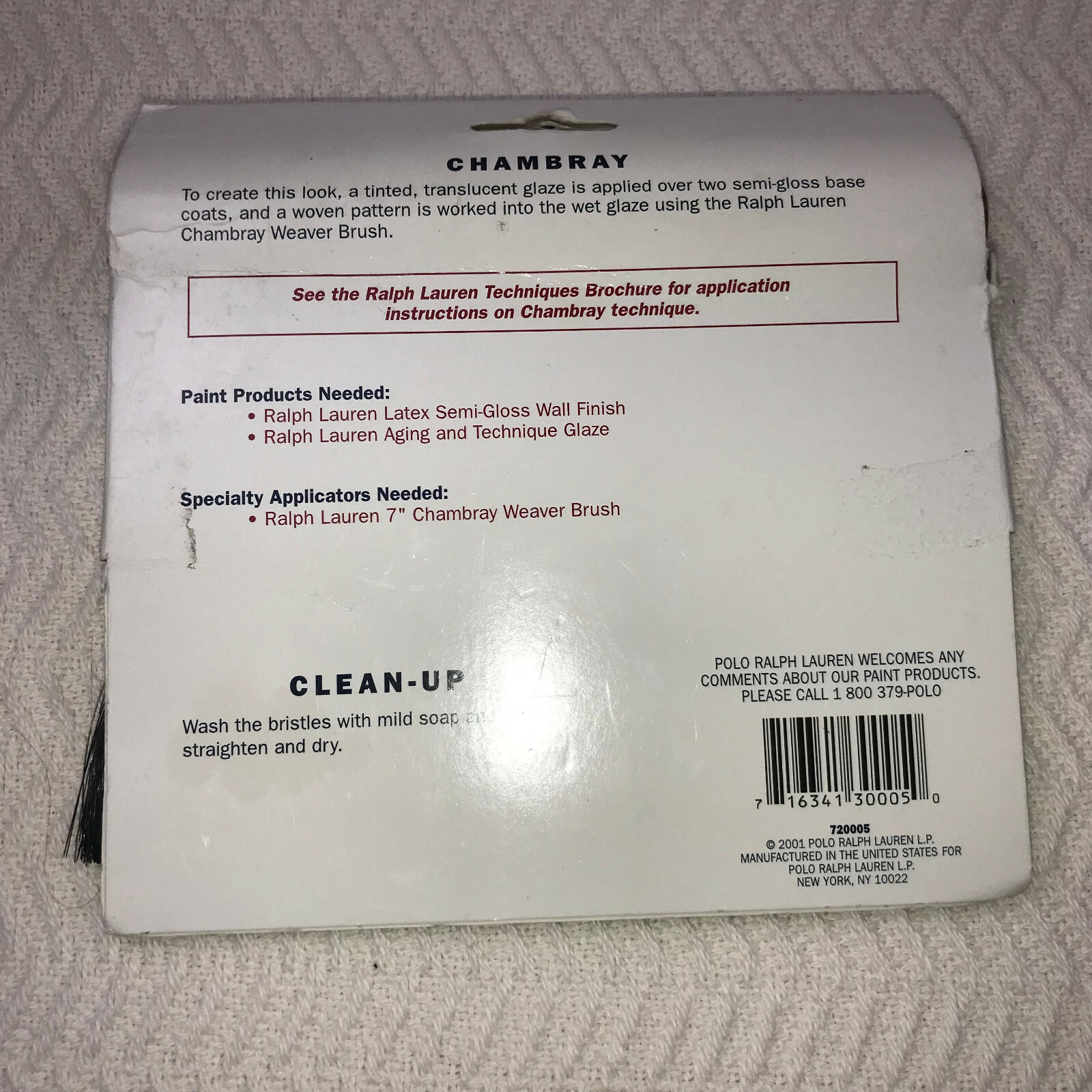 Ralph Lauren Paint 7 Inch Weaver Brush Chambray Effect Textured Walls 720005 NEW