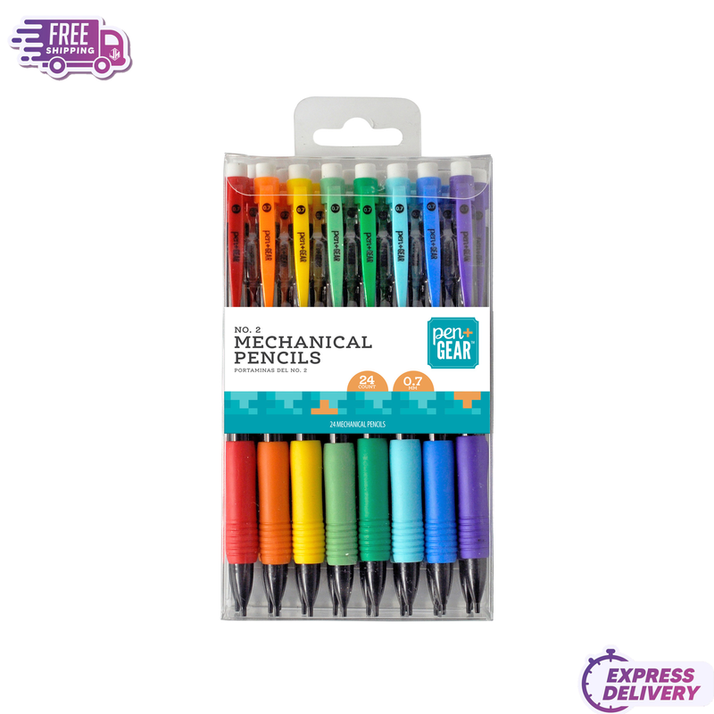 #2 Comfort Grip Mechanical Pencils 0.7 Mm Lead 24 Pack Non Toxic