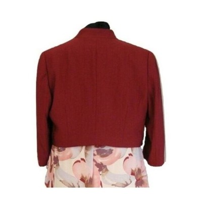 NWT Womens Size 14 Jacques Vert Cranberry Red 3/4 Sleeve Dress Bolero Jacket