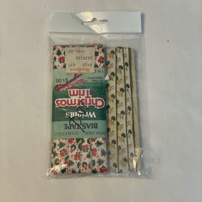 NEW Vintage Wrights Christmas Trim Bells X-Wide Double Folded Bias Tape 3 Yds 