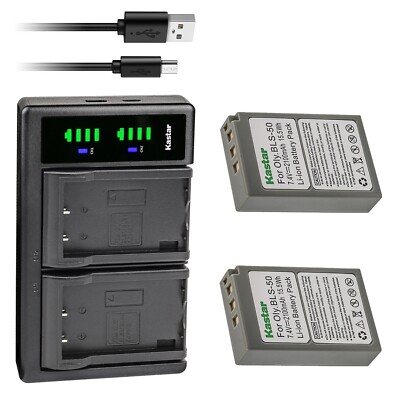 Kastar Battery LTD2 USB Charger for BLS-50 & Olympus E-600 E-620 E-P1 E-P2 E-P3