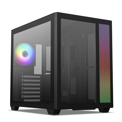 AL700 Mid-Tower ATX Black PC Case Dual Tempered Glass Panel Top & Side 360mm ...