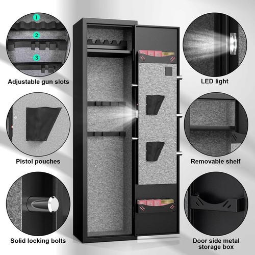 3-5 Rifle Safe for home, Biometric Fingerprint Gun safe for Rifles and Shotguns