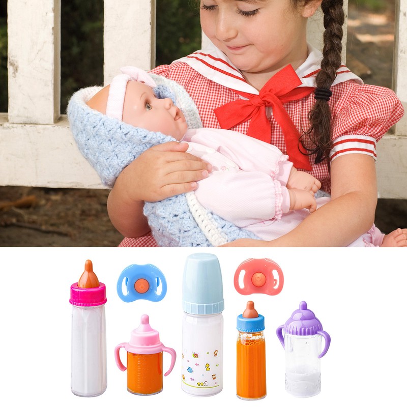 - 1 Milk+1 Juice Bottle W/pacifier For Doll Gift