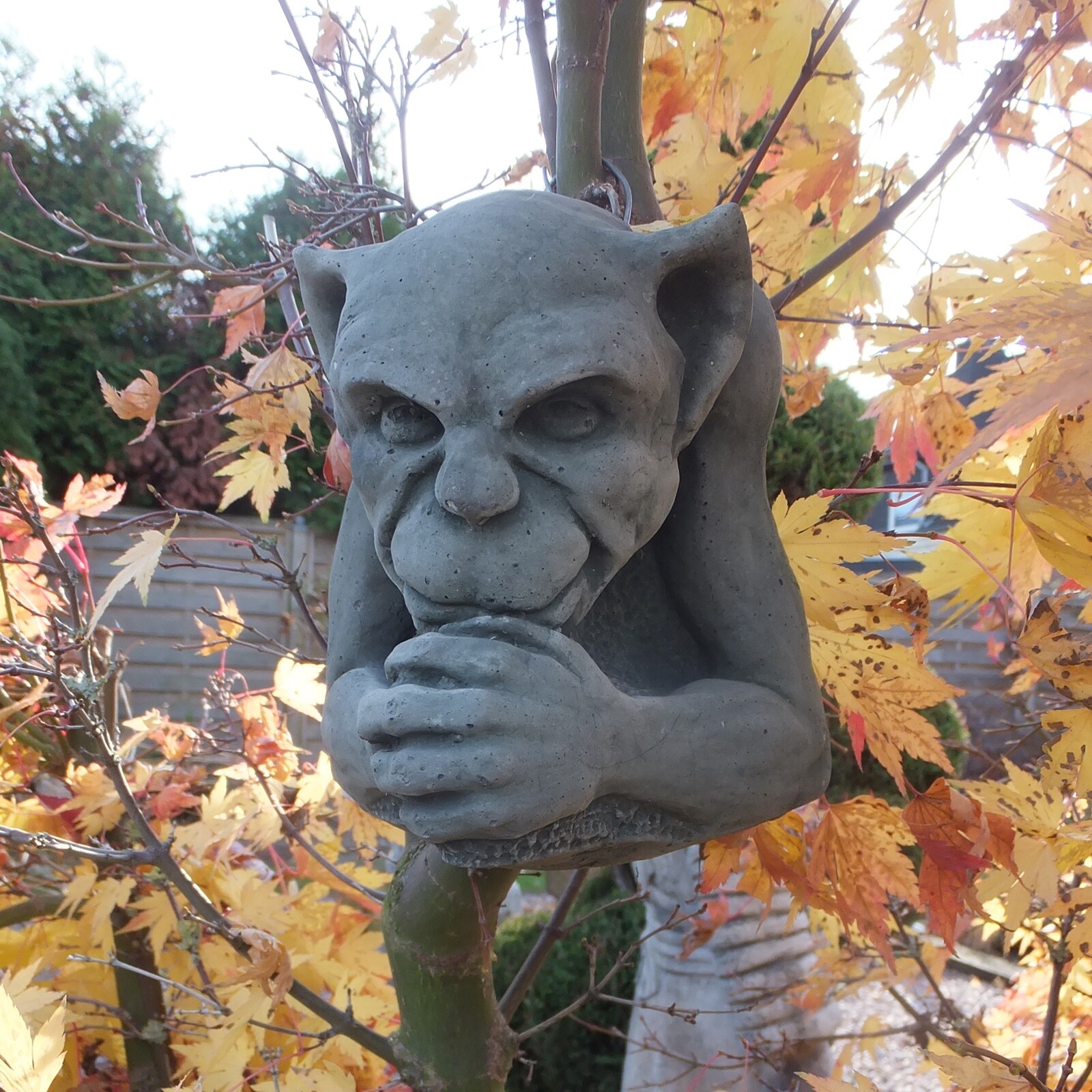 Steinfigur kleiner massiver Mystischer Wand Gargoyle Torwächter frostfest 