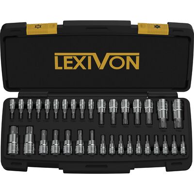 LEXIVON Complete 34pc Master TORX Bit Socket Set Premium S2 Alloy Steel w/ Case