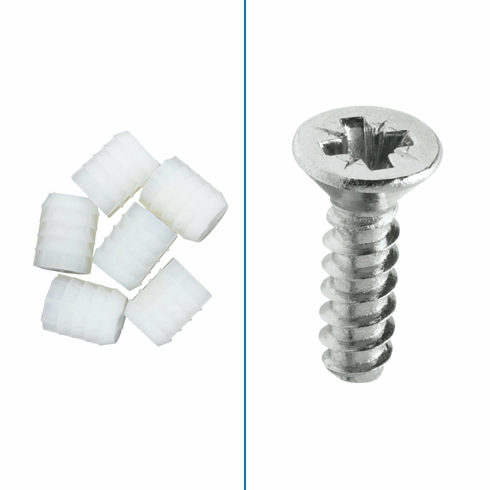 Rok Hardware 8mm Plastic Hinge Dowel Inserts with Screws, 40 Pack