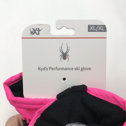 Spyder Girls Ski Snowboard Gloves Size XL Pink Bubblegum Black Insulated NEW NWT