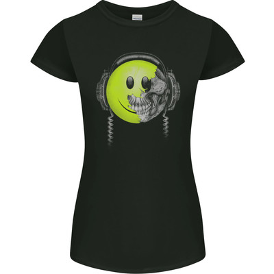 DJ Skull Dance Music DJing Skull Headphones Womens Petite Cut T-Shirt