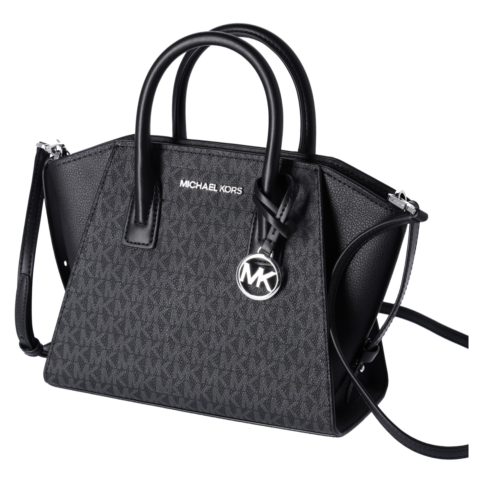 Michael Kors Avril Small Top Zip Satchel Crossbody Black MK Signature