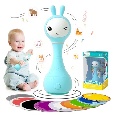 Alilo Bunny Smart Baby Rattle Toys Teether Light-Up Rattles w/ Music Stories -