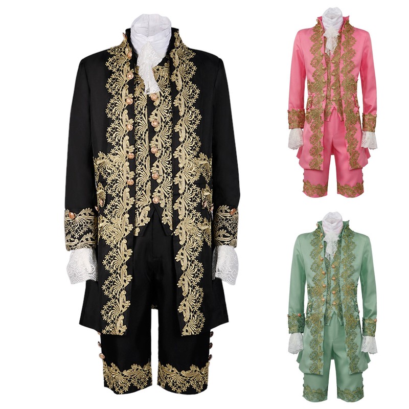 Mens Victorian Fancy Outfit 18th Century Regency Tailcoat Vest Halloween Costume
