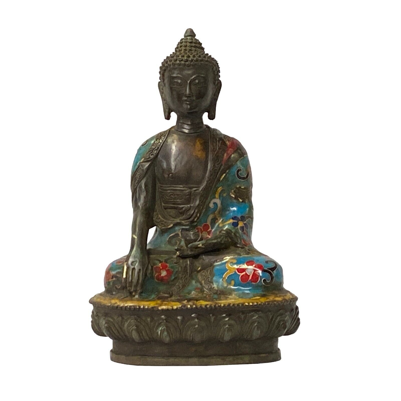 Chinese Metal Blue Enamel Cloisonné Sitting Meditation Buddha Statue ws1407S Chinese Metal Blue Enamel Cloisonné Sitting Meditation Buddha Statue ws1407S