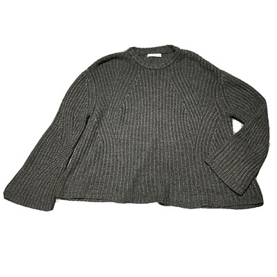 Mango Basics Womens Gray Knit Sweater Bell Sleeve Cropped Casual Adult M (EU L)