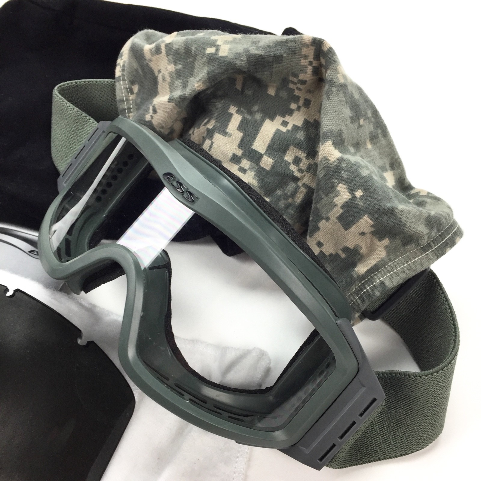 US Military ESS Profile Tactical Goggles, APEL Foliage Green ACU Camo, Dust Wind