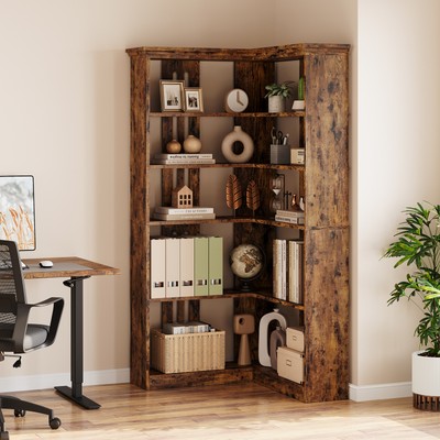  Half / Full Panel 72.8  Large Bookcase Wood Bookshelf Tall L Shaped Bookshelf  