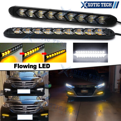 LED Amber White Switchback Sequential Flow Strip Arrow Flasher Turn Signal Light