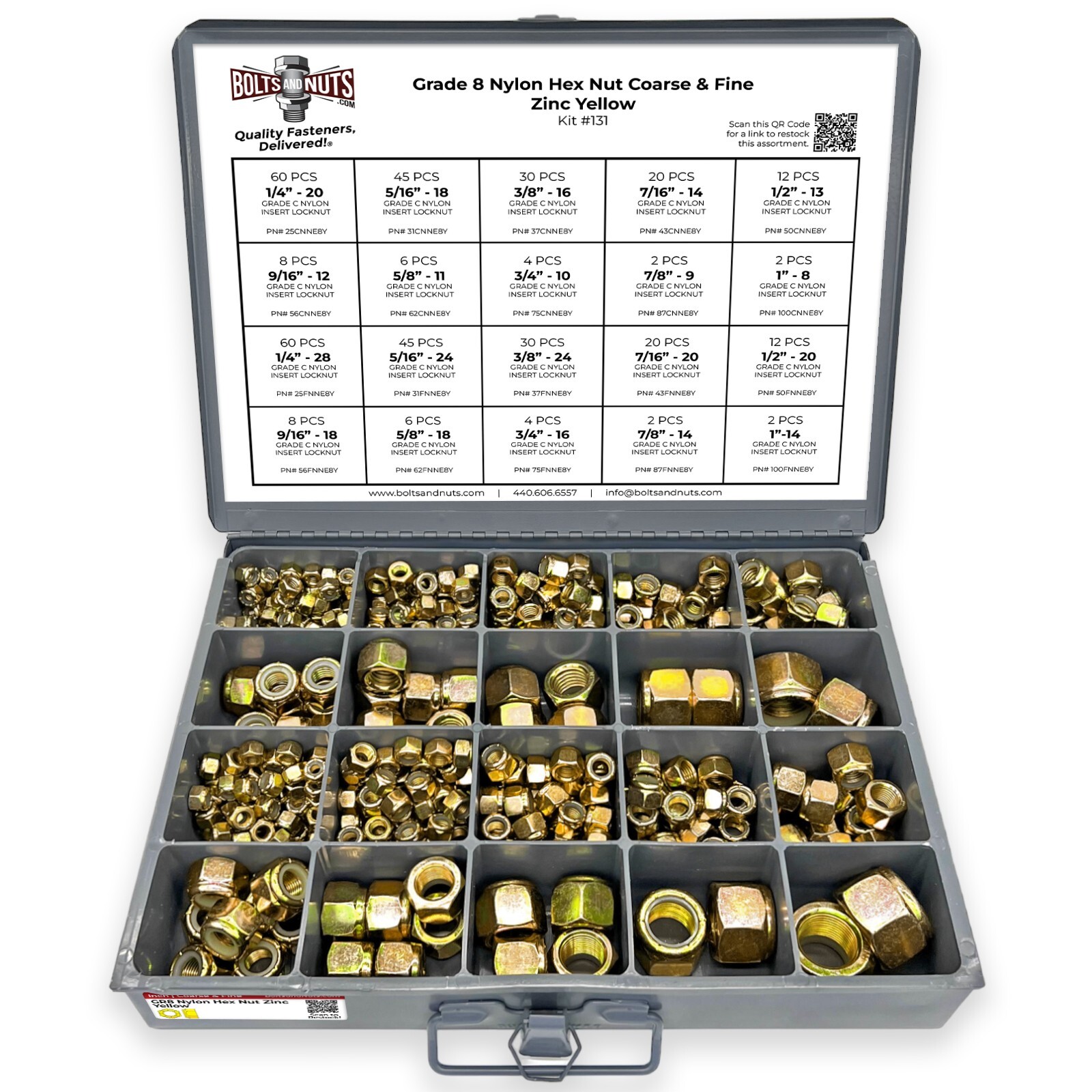 Grade 8 Nylon Hex Nut Coarse & Fine Zinc Yellow Assortment