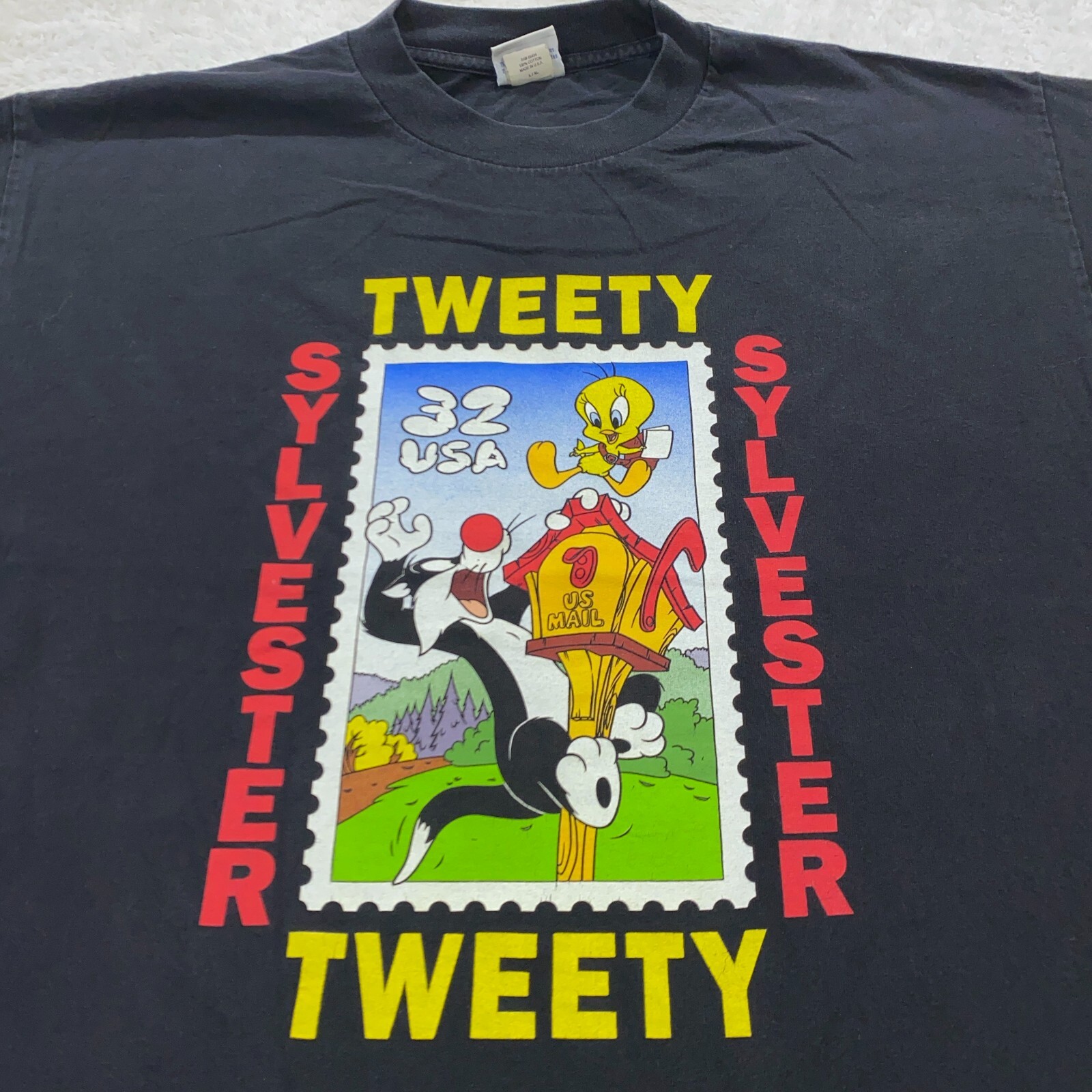 WILDOATS TWEETY tシャツ 90s 総柄　Looney Tunes vintage 90s LOONEY TUNES STAMP TWEETY & SYLVESTER THE CAT T