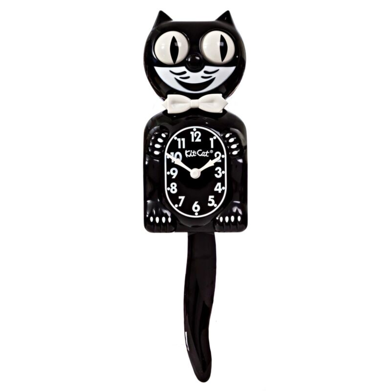 Classic  KIT KAT CLOCK - BLACK KITTY CAT CLOCK 3/4 Size -12.3/4 MADE USA- FS USA