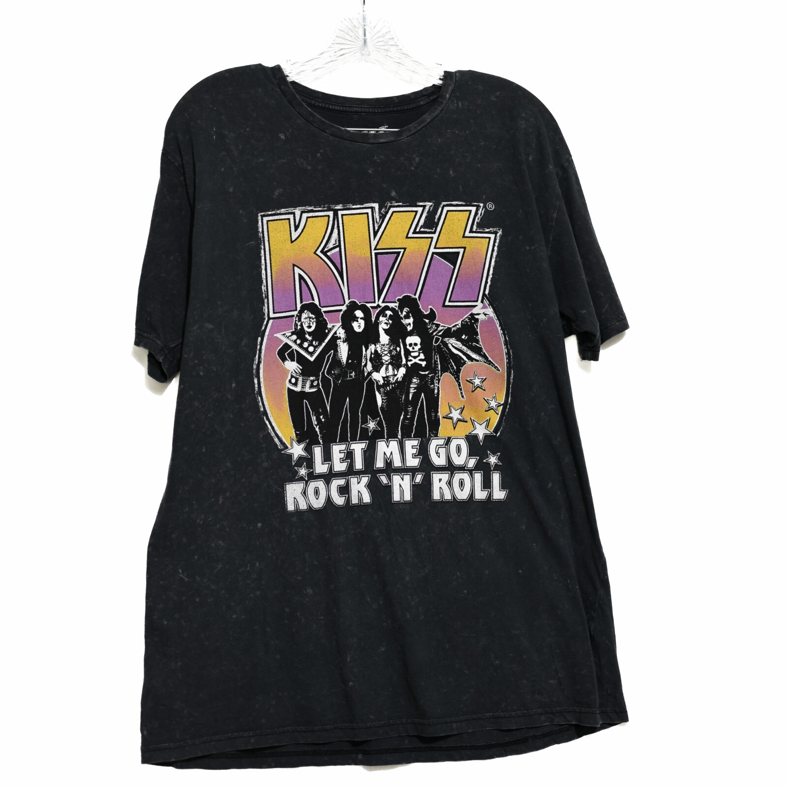 KISS Men Black T Shirt Graphic Tee Let Me Go Rock N' Roll Concert