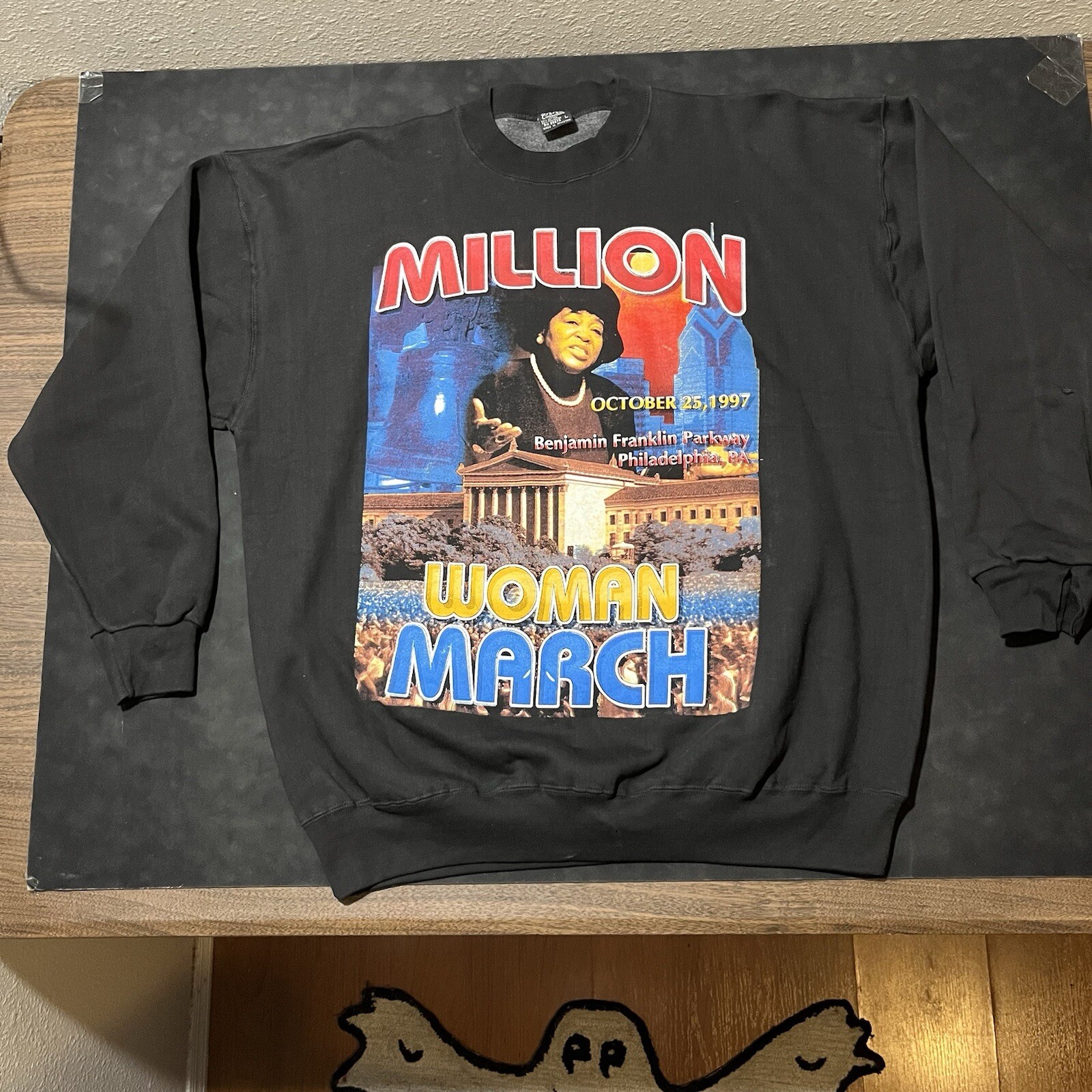 Vintage Million Woman March Sisterhood Rap Sweatshirt 90s Hip Hop Dry Rot Cuffs