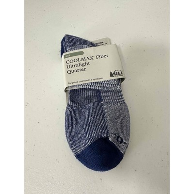 REI Co-Op Indigo Ultralight Coolmax Fiber Cushioned Quarter Socks Unisex Small