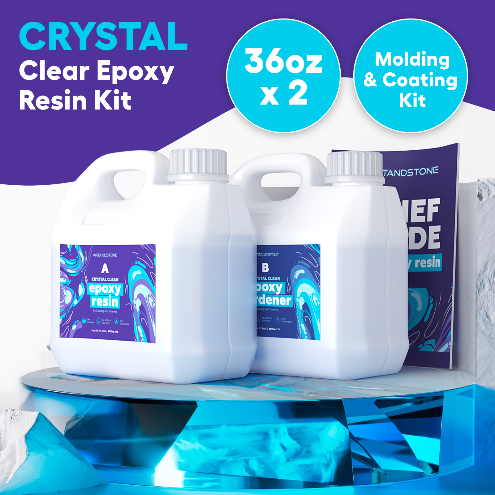Crystal Clear Epoxy Resin Kit - 72 Oz (with Tools)