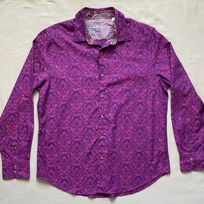 NWT Peter Graham Pink and Purple Men s Patterned Long Sleeve Shirts Size Large