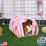 Glittme Guinea Pig Hideout with Curtain Guinea Pig Tunnel Soft Guinea Pig Bed with Cushion Suit for Guinea Pig Cage Washable Guinea Pig House for Guinea Pig, Hamster, Chinchilla, Bunny, Ferrets